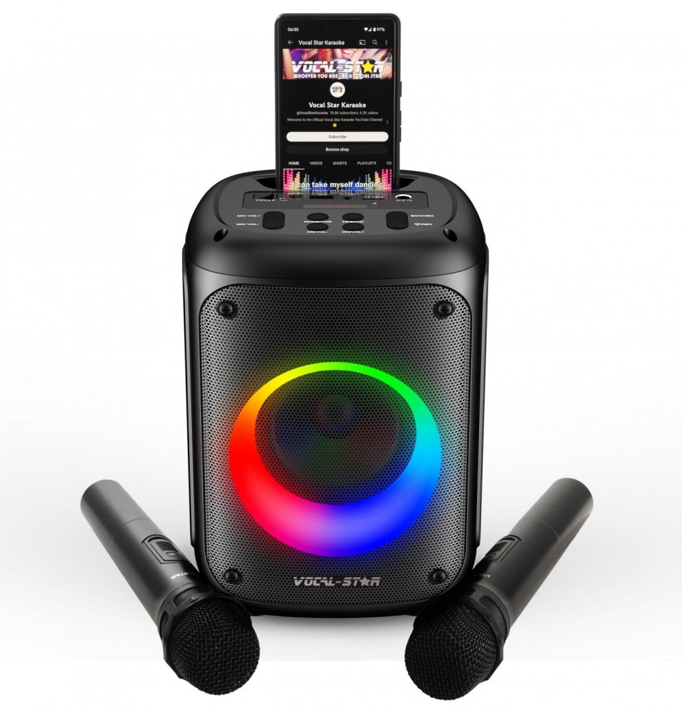 Karaoke Machine With 2 Wireless Microphones Portable Bluetooth