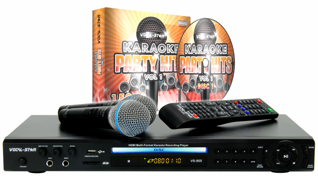 Vocal-Star PartyBox CDG CD Bluetooth Karaoke Machine With 2 Pin EU Plug With Led Light Effect 2 Microphones & 40 Songs english manual