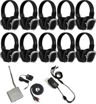 10 x Vocal-Star Silent Disco Party Wireless Headphones & Transmitter image