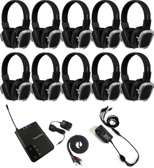 10 x Vocal-Star Silent Disco Party Wireless Headphones & Transmitter image