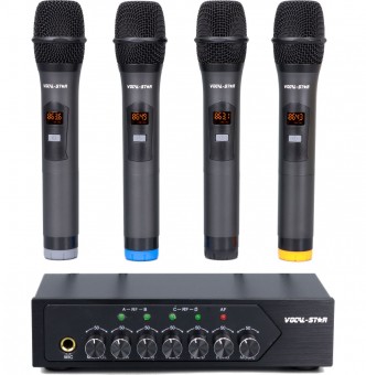Vocal-Star Professional 4 UHF Wireless Microphones System With BT, Echo And Volume Controls image