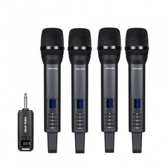 Vocal-Star Professional 4 Wireless Microphones System With Echo, Bass, Treble and  Volume Controls image