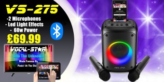 Vocal-Star VS-275 Karaoke Machine Inc Bluetooth, Led Light Effects 2  Microphones
