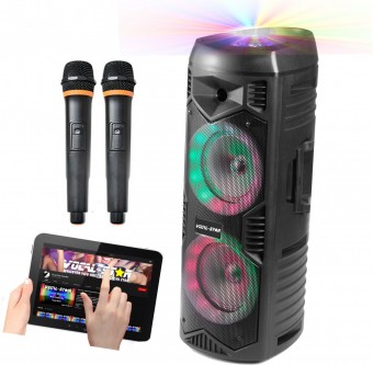 Vocal-Star VS-T200 Portable Bluetooth MP3 Karaoke Machine with Disco Light Effect & 2 Wireless Microphones image