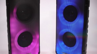 Vocal-Star Portable Party Speaker LED Light Effects, Pink Left, Blue Right