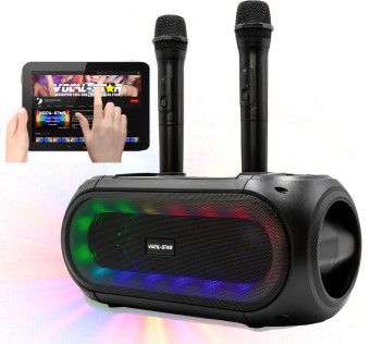 Vocal-Star Portable Bluetooth Karaoke Machine with Led Lights Effects & 2 Wireless Microphones VS-MT image